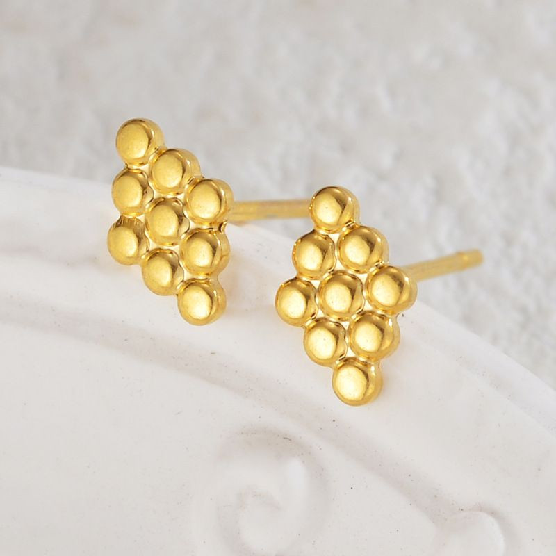 Серьги-пусеты Цветы фактурные круглые CJL35123