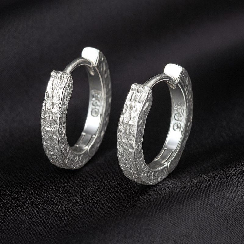 Серебристые конго с паве «Зигзаг» 1J12509CJJ Серебристые конго с паве «Зигзаг» 1J12509CJJ