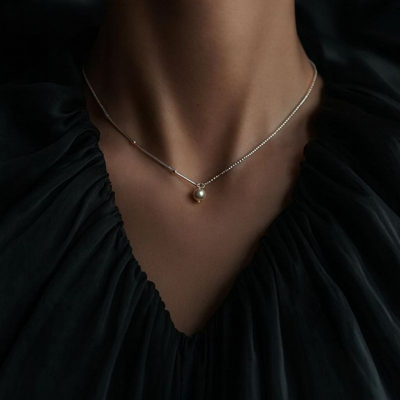 Минималистичная Цепочка с жемчужной подвеской 1J12397CJJ