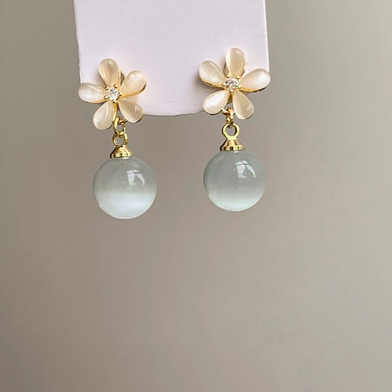 Романтичные серьги-пусеты цветы с опаловым жемчугом 1J11941CJJ