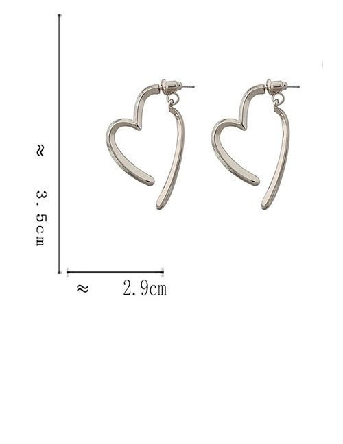 Серебристые серьги-кольца в форме разомкнутых сердец Z26566