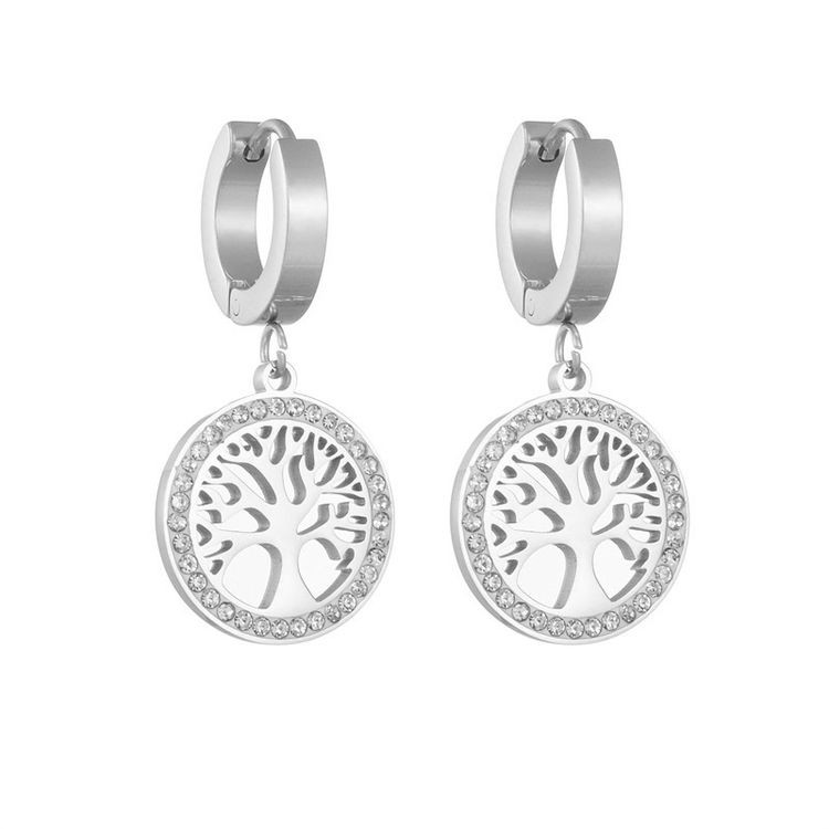 Стальные серьги с микрокристаллами кулон дерево жизни J10015CJJ Стальные серьги с микрокристаллами кулон дерево жизни J10015CJJ