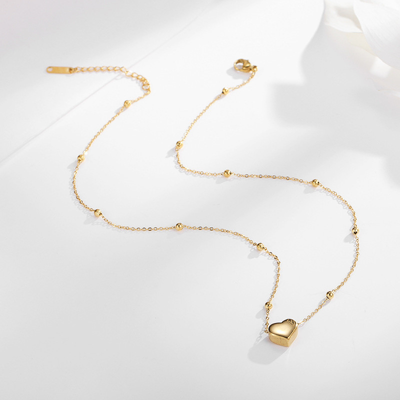 Цепочка стальная с напылением золотом кулон сердце J10158CJJ Цепочка стальная с напылением золотом кулон сердце J10158CJJ