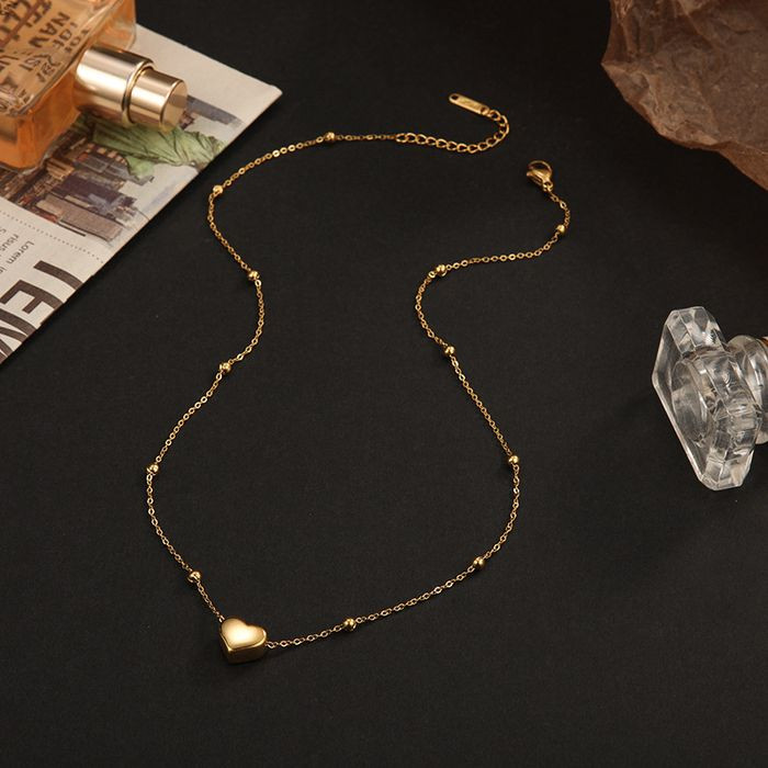 Цепочка стальная с напылением золотом кулон сердце J10158CJJ Цепочка стальная с напылением золотом кулон сердце J10158CJJ