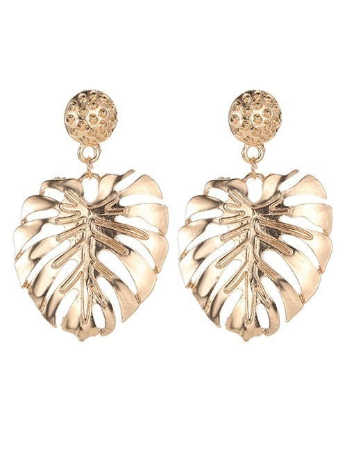 Массивные серьги в форме тропических листьев U85269