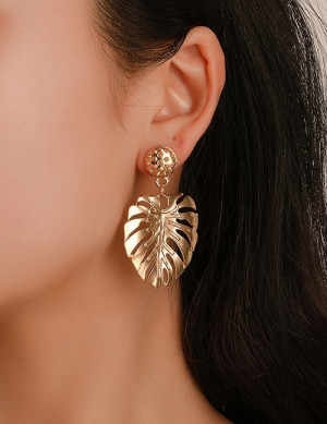 Массивные серьги в форме тропических листьев U85269