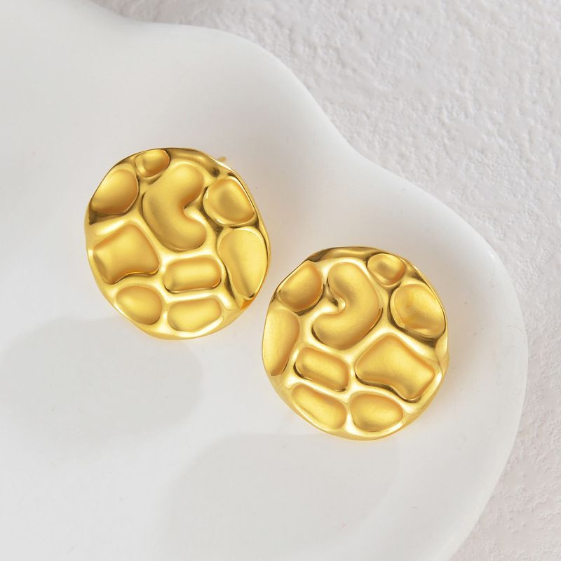 Серьги-пусеты Диски абстрактные рельефные CJL82110 Серьги-пусеты Диски абстрактные рельефные CJL82110