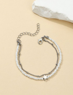 Браслет на ногу двухрядный со звездой Z52040