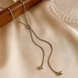 Титановое колье-галстук с шариками-бегунками 1J12228CJJ Титановое колье-галстук с шариками-бегунками 1J12228CJJ