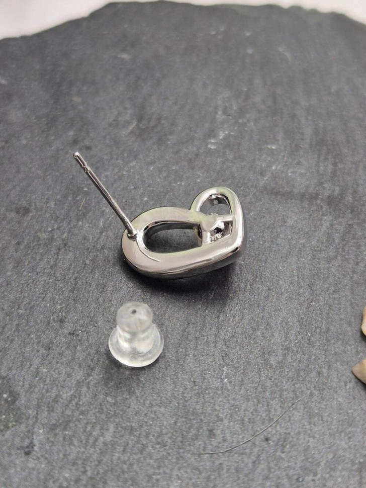 Серьги-гвоздики сердца объёмные J10717CJJ