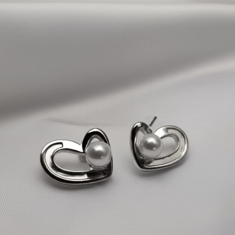 Серьги-гвоздики сердца объёмные J10717CJJ