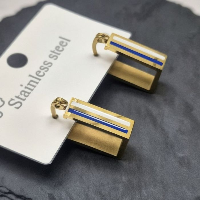 Прямоугольные стальные серьги-конго с прорезями J11287CJJ