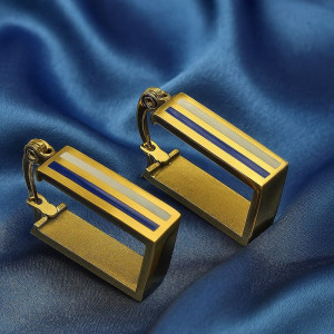 Прямоугольные стальные серьги-конго с прорезями J11287CJJ