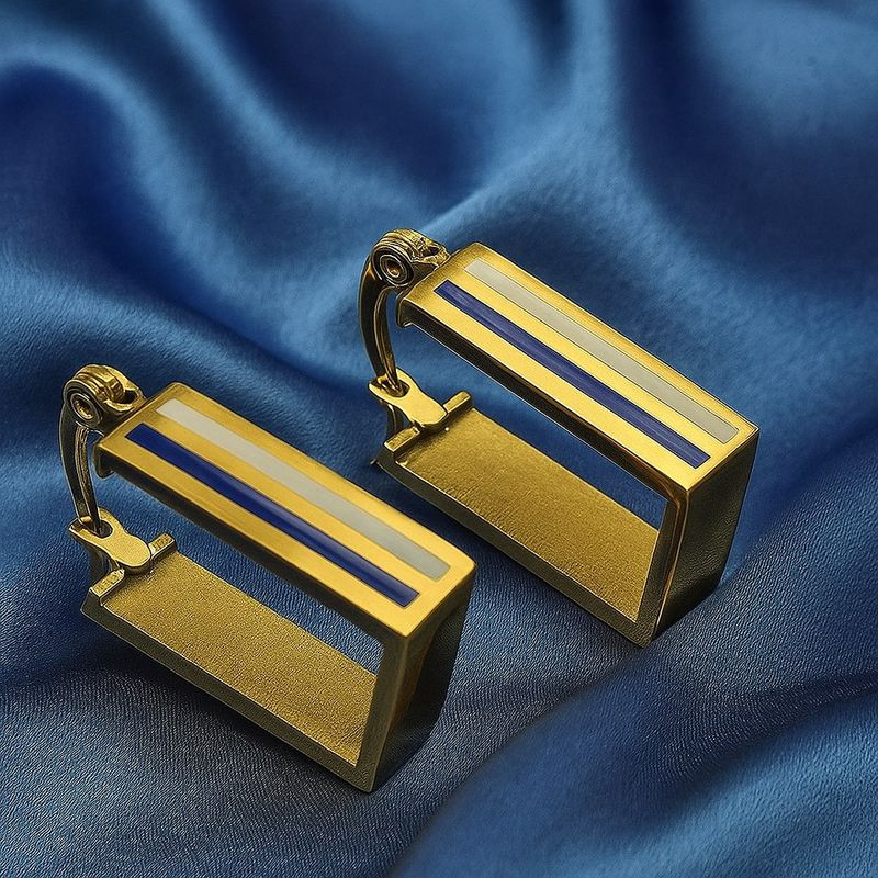 Прямоугольные стальные серьги-конго с прорезями J11287CJJ