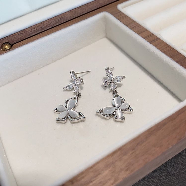 Серьги гвоздики бабочки ювелирный сплав с напылением золотом J11423CJJ