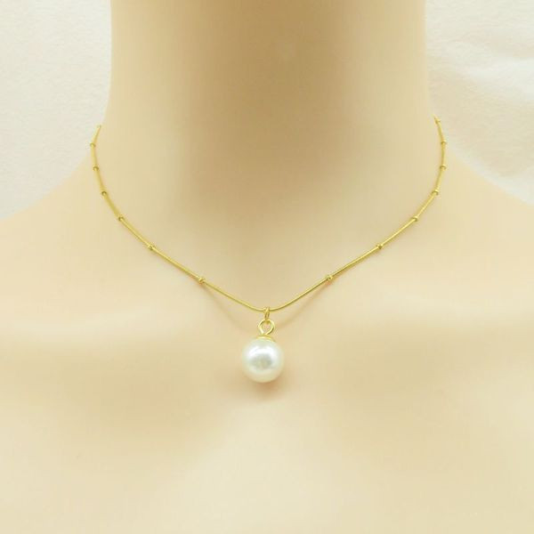 Двойная золотистая цепочка с миниатюрным жемчугом CJL35806 Двойная золотистая цепочка с миниатюрным жемчугом CJL35806