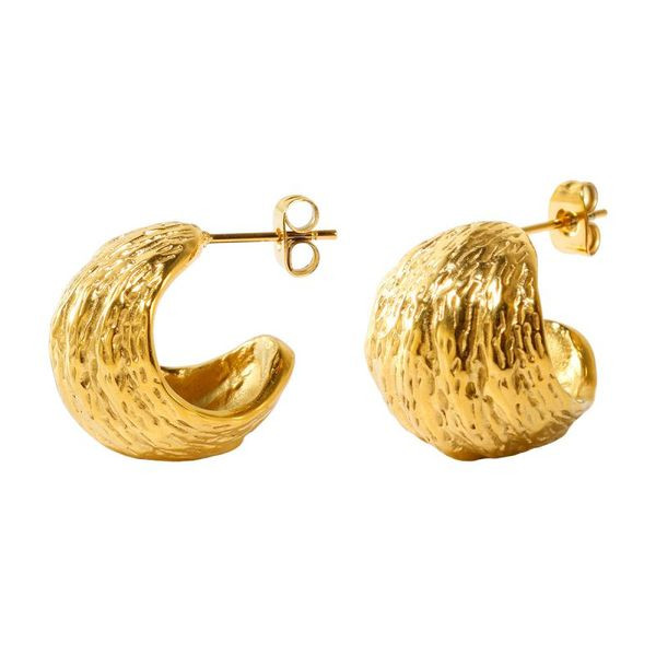 Серьги-кольца разомкнутые фактурные широкие CJL48974 Серьги-кольца разомкнутые фактурные широкие CJL48974