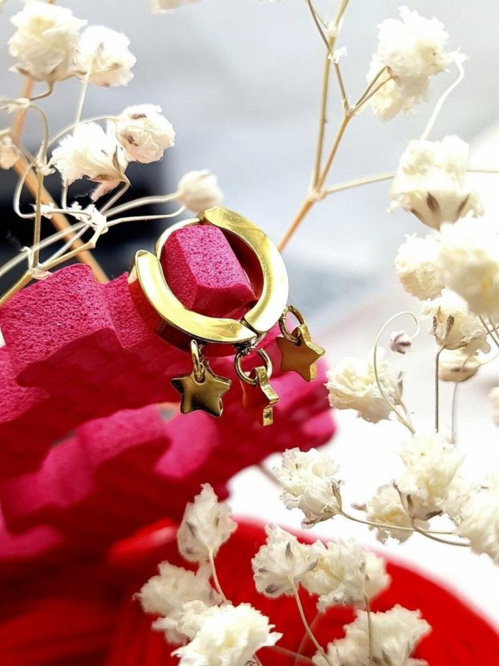 Серьги-кольца конго с набором подвесок в виде звезд J10256CJJ Серьги-кольца конго с набором подвесок в виде звезд J10256CJJ