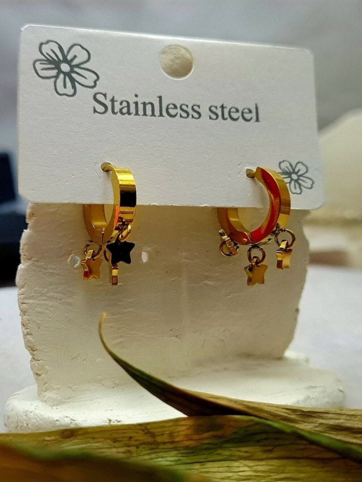 Серьги-кольца конго с набором подвесок в виде звезд J10256CJJ Серьги-кольца конго с набором подвесок в виде звезд J10256CJJ