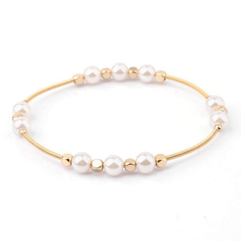 Браслет из жемчуга с золотистыми звеньями CJH60440