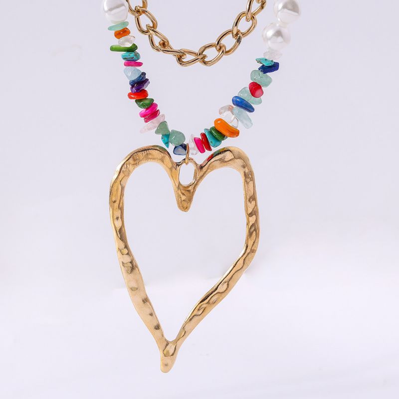 Многослойное колье из жемчуга с разомкнутым сердцем CJH14739