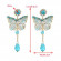 Нарядные серьги в форме бабочек с голубыми кристаллами CJL17008 Нарядные серьги в форме бабочек с голубыми кристаллами CJL17008