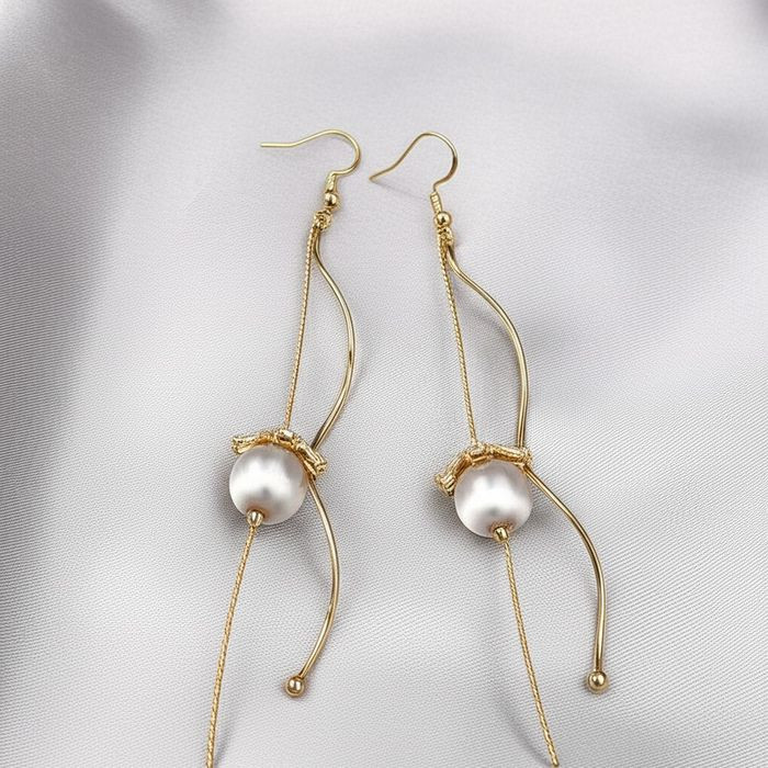 Серьги-спирали с жемчужной каплей J10453CJJ