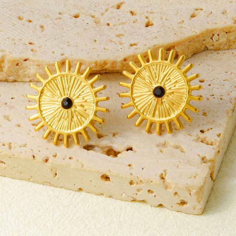 Серьги-пусеты Солнца фактурные CJR68001