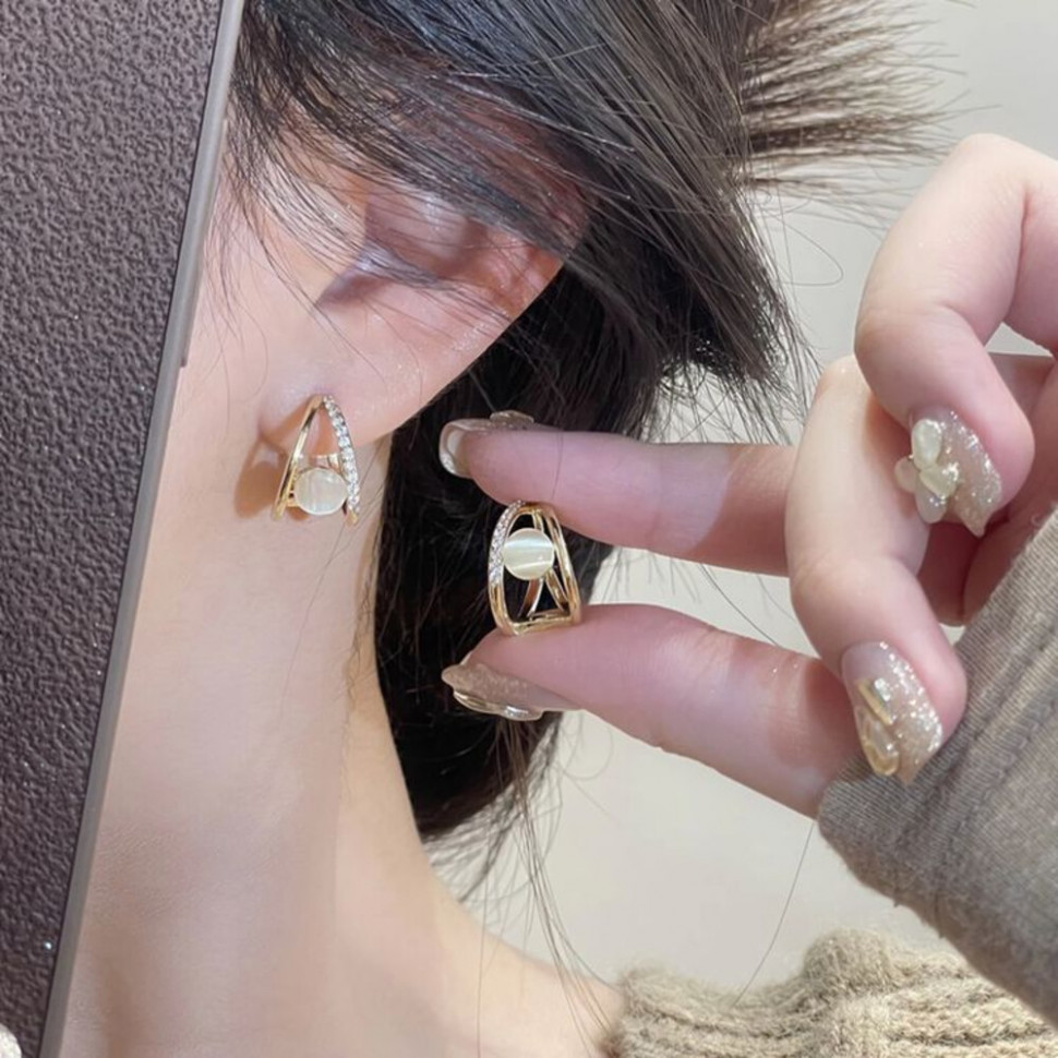 Серьги гвоздики ювелирный сплав с напылением золотом J11424CJJ