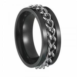 Чёрно-серебряное кольцо из стали с бутылочным открывачком ASUZ52800