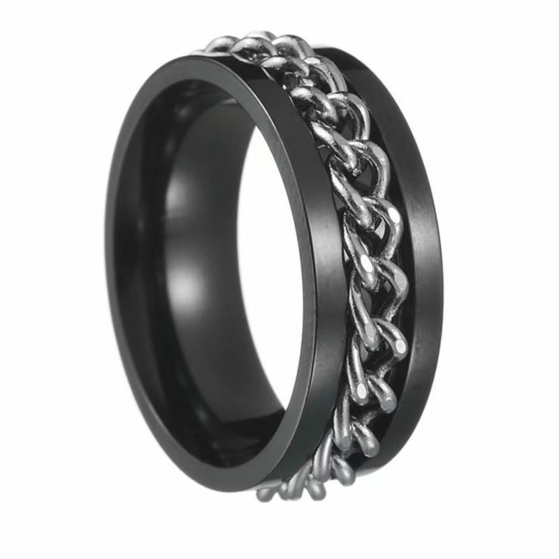 Чёрно-серебряное кольцо из стали с бутылочным открывачком ASUZ52800