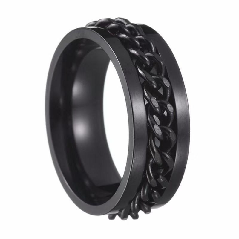 Чёрно-серебряное кольцо из стали с бутылочным открывачком ASUZ52800