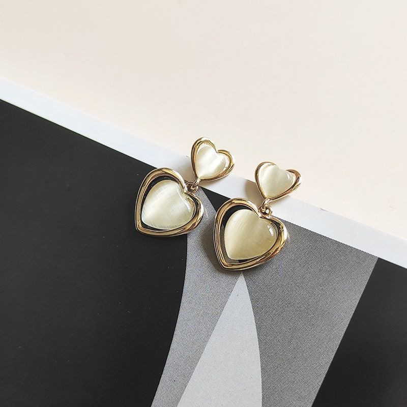 Серьги-гвоздики сердца ювелирный сплав с серебряным гвоздиком 1J11943CJJ