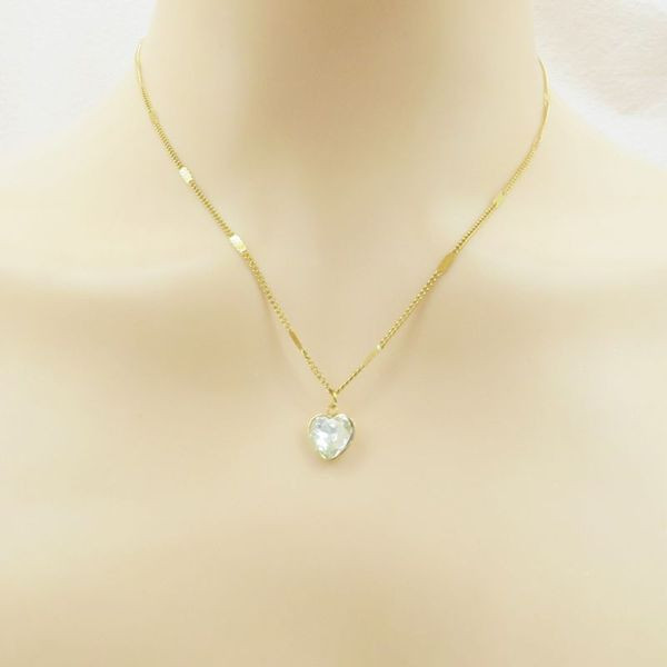 Тонкая плоская цепочка с подвеской в форме сердца из кристалла CJL36008 Тонкая плоская цепочка с подвеской в форме сердца из кристалла CJL36008