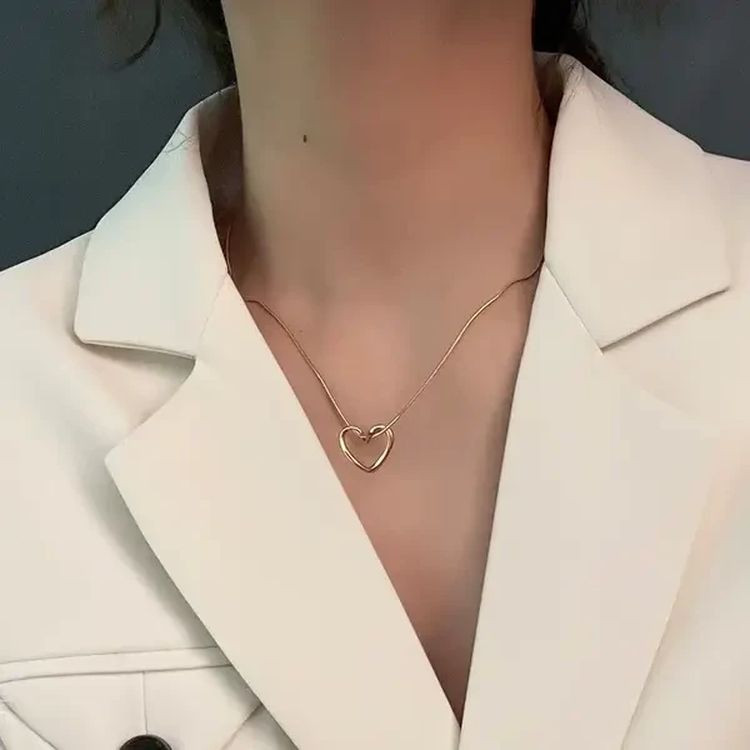 Цепочка стальная с напылением золотом кулон сердце J10163CJJ