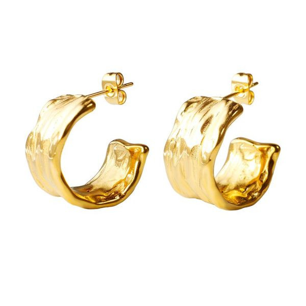 Серьги-кольца разомкнутые «Жатый металл» CJL48985