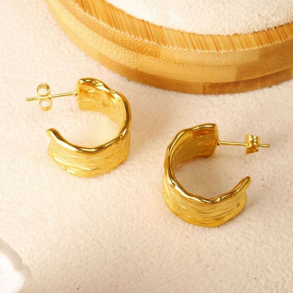 Серьги-кольца разомкнутые «Жатый металл» CJL48985