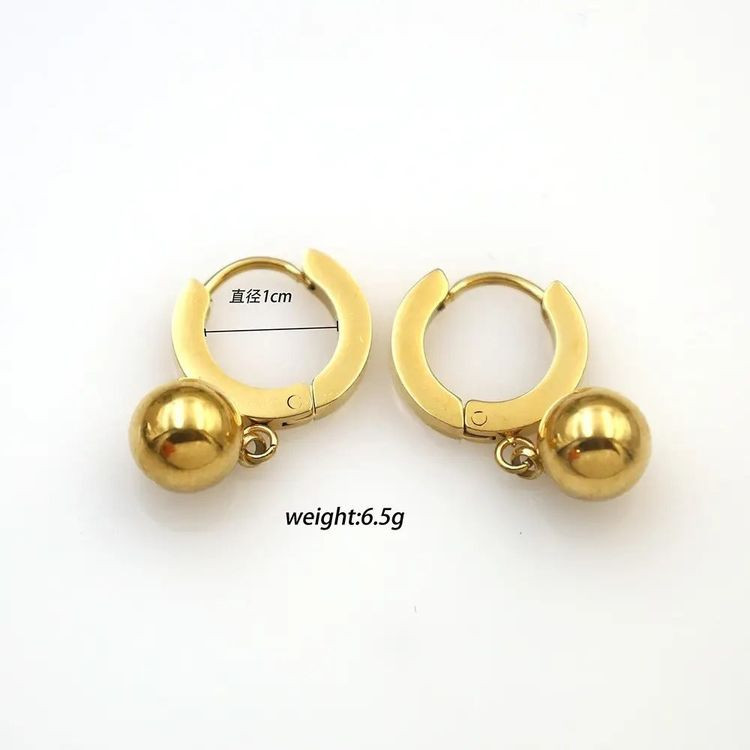 Серьги-кольца конго с подвесками в виде золотистых сфер J10257CJJ