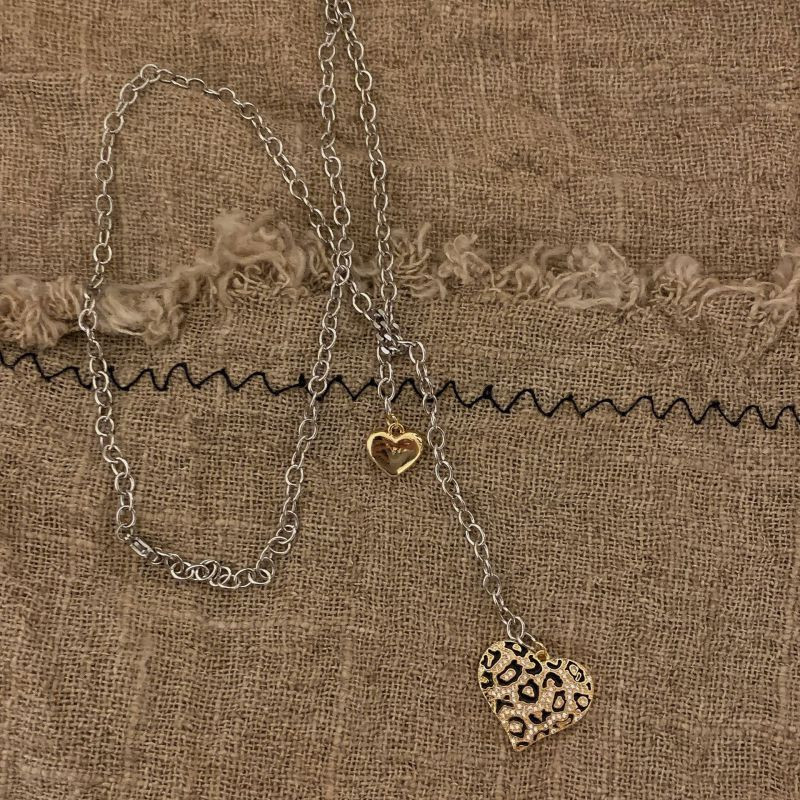 Серебристая цепочка с подвесками в виде сердца и шара CJL86696