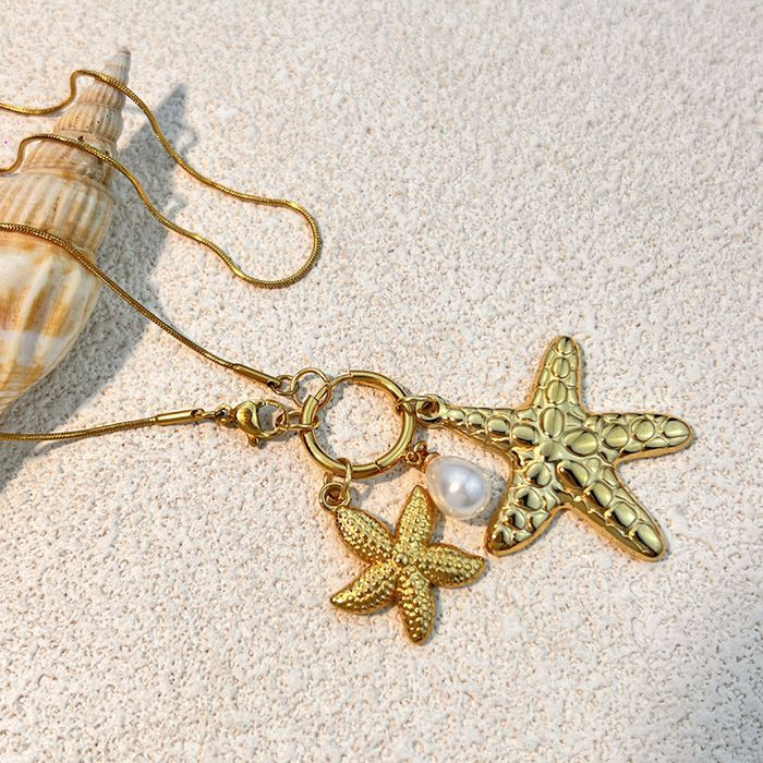 Золотистая цепочка с крупной морской звездой CJM59633 Золотистая цепочка с крупной морской звездой CJM59633
