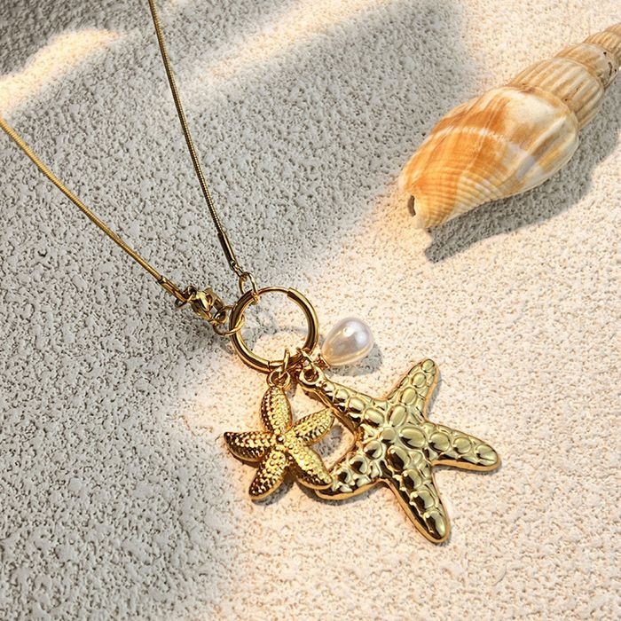 Золотистая цепочка с крупной морской звездой CJM59633 Золотистая цепочка с крупной морской звездой CJM59633