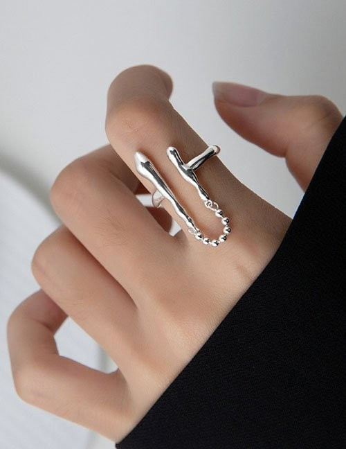 Фантазийное кольцо с цепью и шариками L82119