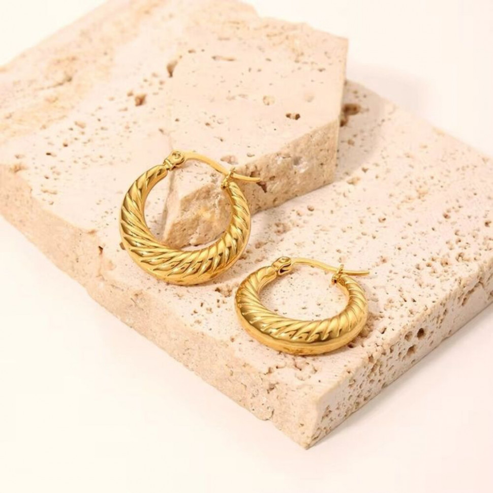 Серьги медицинская сталь с напылением золотом J10884CJJ