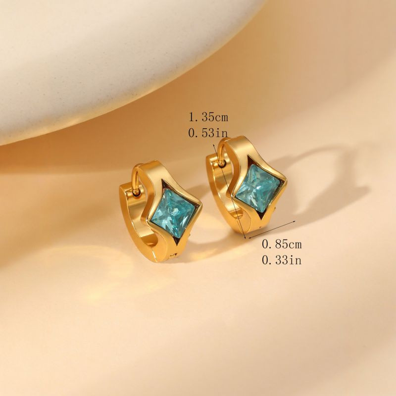 Серьги-кольца с квадратными кристаллами CJR59639 Серьги-кольца с квадратными кристаллами CJR59639