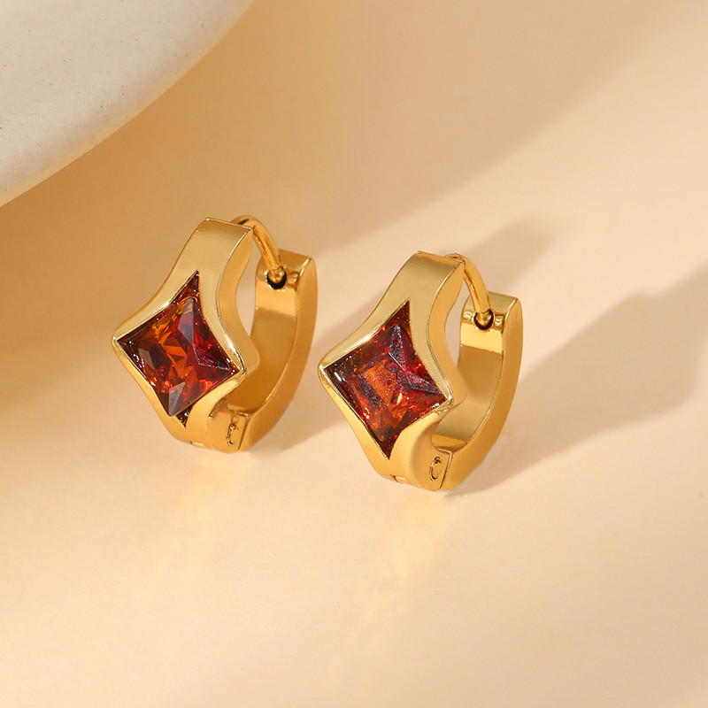 Серьги-кольца с квадратными кристаллами CJR59639 Серьги-кольца с квадратными кристаллами CJR59639