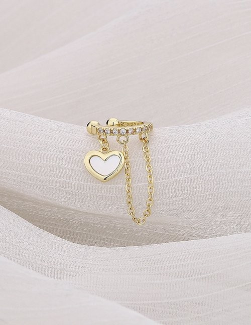 Кафф с подвеской-сердцем и цепью золото Z05799 Кафф с подвеской-сердцем и цепью золото Z05799