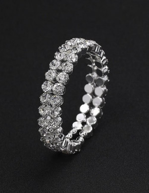 Браслет жесткий двухрядный с инкрустацией кристаллами M19127 Браслет жесткий двухрядный с инкрустацией кристаллами M19127