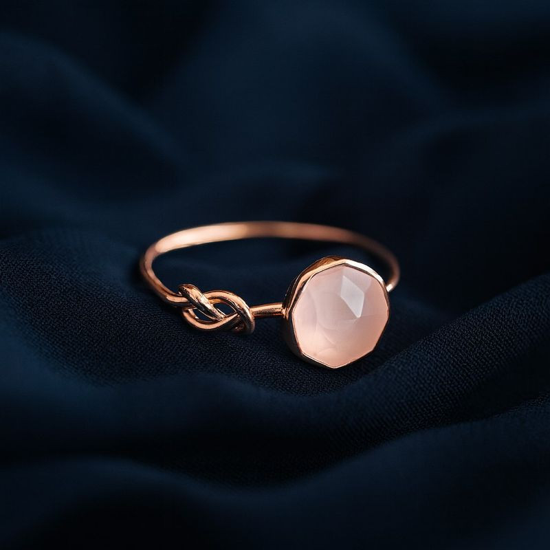 Тонкое кольцо с узлом и розовым камнем 1J12400CJJ