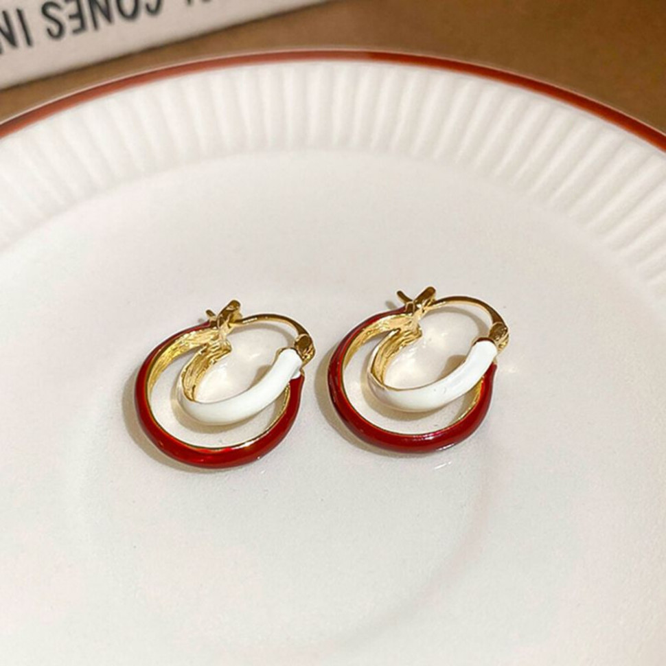 Многослойные серьги-кольца с эмалью CJH46376 Многослойные серьги-кольца с эмалью CJH46376