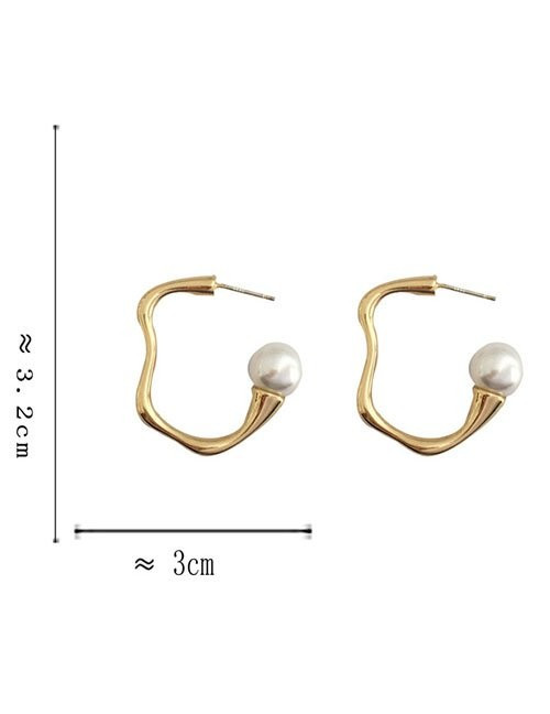 Серебристые серьги-кольца с изгибом и жемчужной вставкой Z28482 Серебристые серьги-кольца с изгибом и жемчужной вставкой Z28482